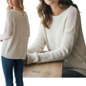 Love By Design Cream Zipper Back Sweater
